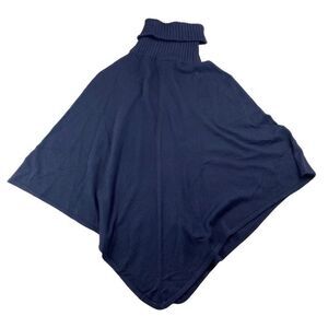 Ann Taylor Turtle Poncho Sweater Navy Navy Blue Turtleneck Poncho XS/S